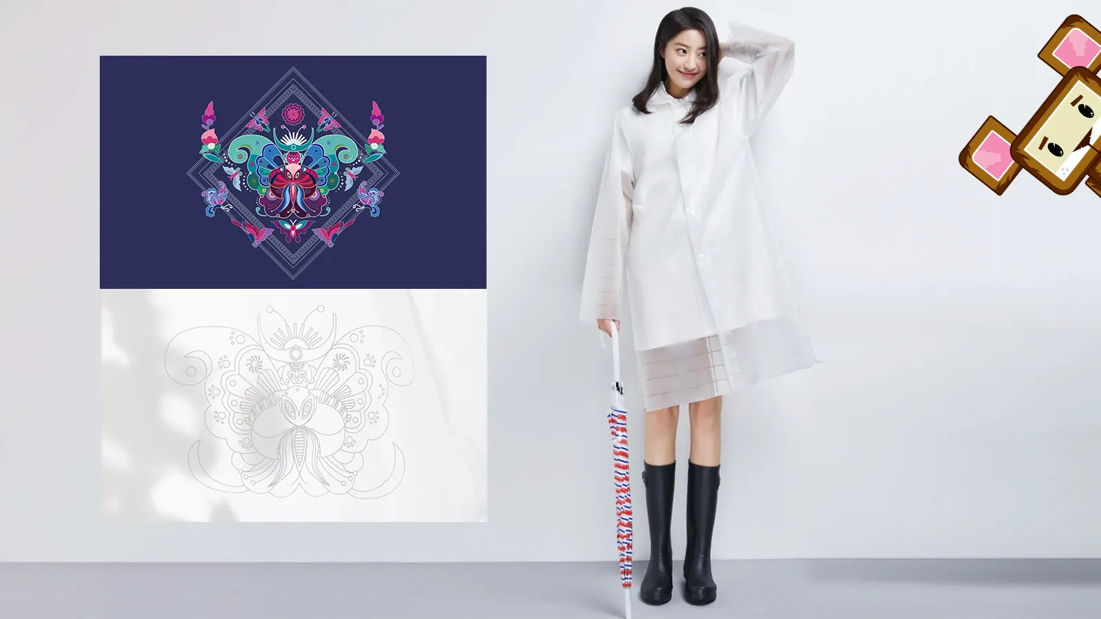 Eva raincoat with Miao minority cultural art